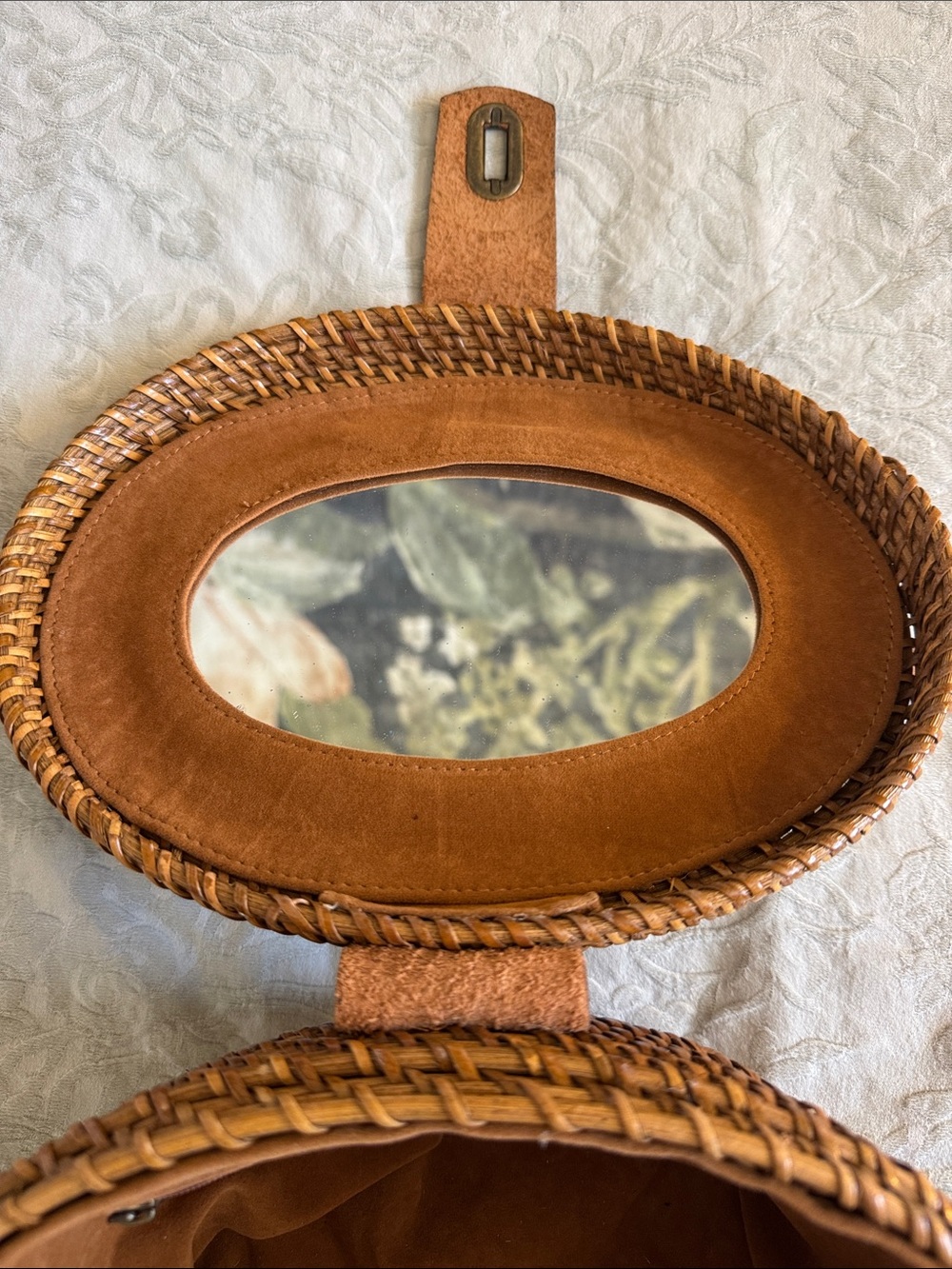 Patricia Nash Brown Woven Round Mini Italian Leather Crossbody Bag - Picture 13 of 16